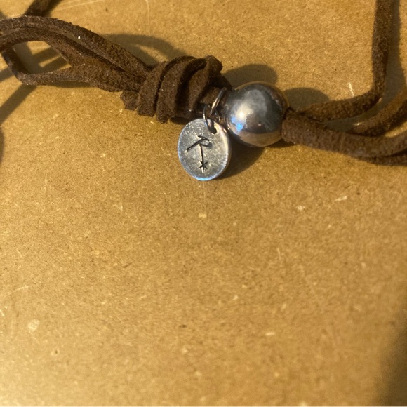 Clio Bleu silver plated pendant on suede strap. By Reminiscence made in France - Picture 2 of 7